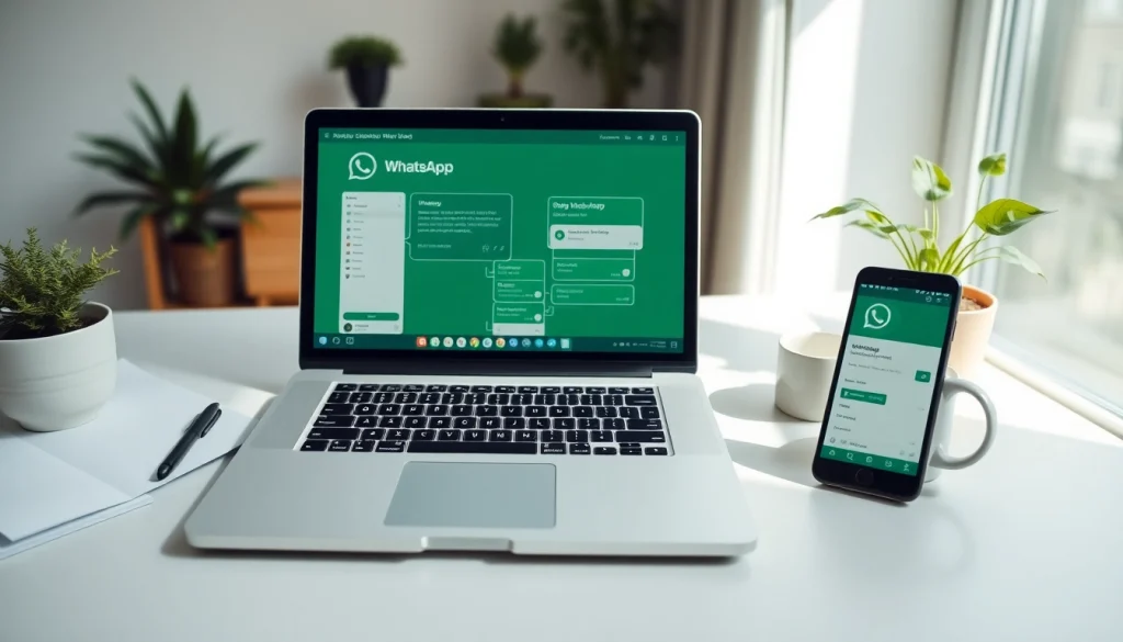 Experience seamless communication with WhatsApp网页版 in a modern workspace setting.