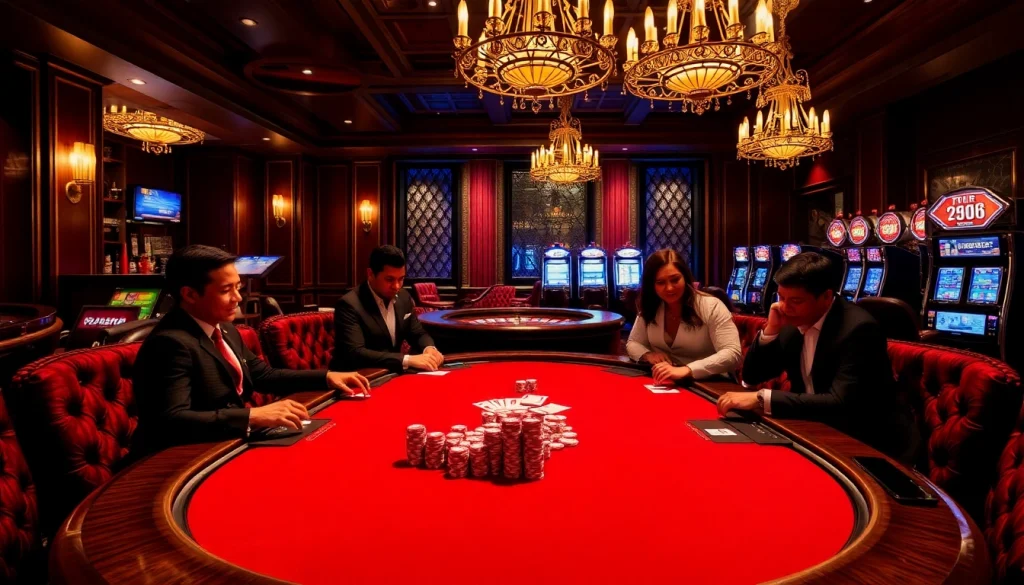 Experience high-stakes poker at 789P with vibrant chips and dramatic lighting in a luxurious casino setting.