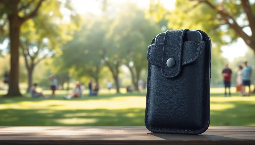 Handy Tasche abschließbar zeigt stilvolles und sicheres Design im Freien.