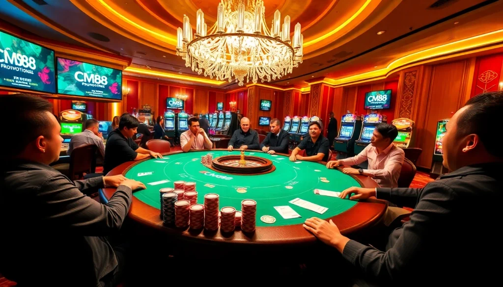 Experience the excitement of gambling at CM88 with vibrant casino visuals.