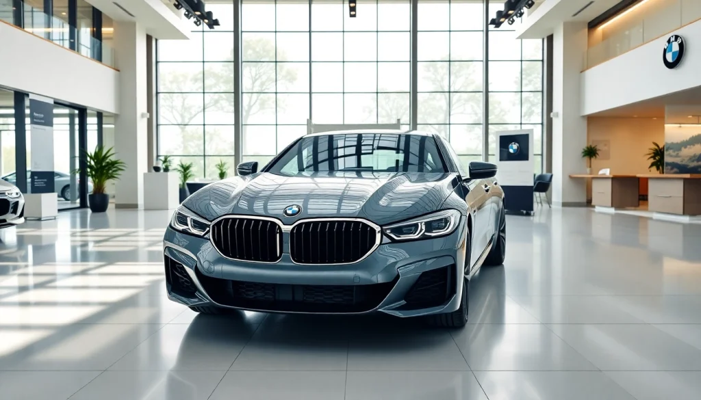 BMW kaufen: Eleganter BMW in modernem Showroom mit luxuriösem Flair.