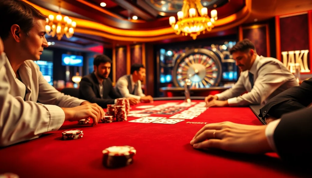 Cazinouri online germania: Experimentează un joc de poker captivant cu fichițe și cărți vibrante într-un cadru luxos de cazino.