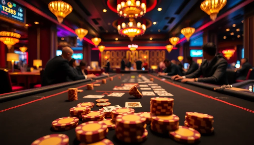 เล่นคาสิโน n98 ที่โต๊ะเกมหรู พร้อมผู้เล่นท่ามกลางบรรยากาศที่ตื่นเต้น